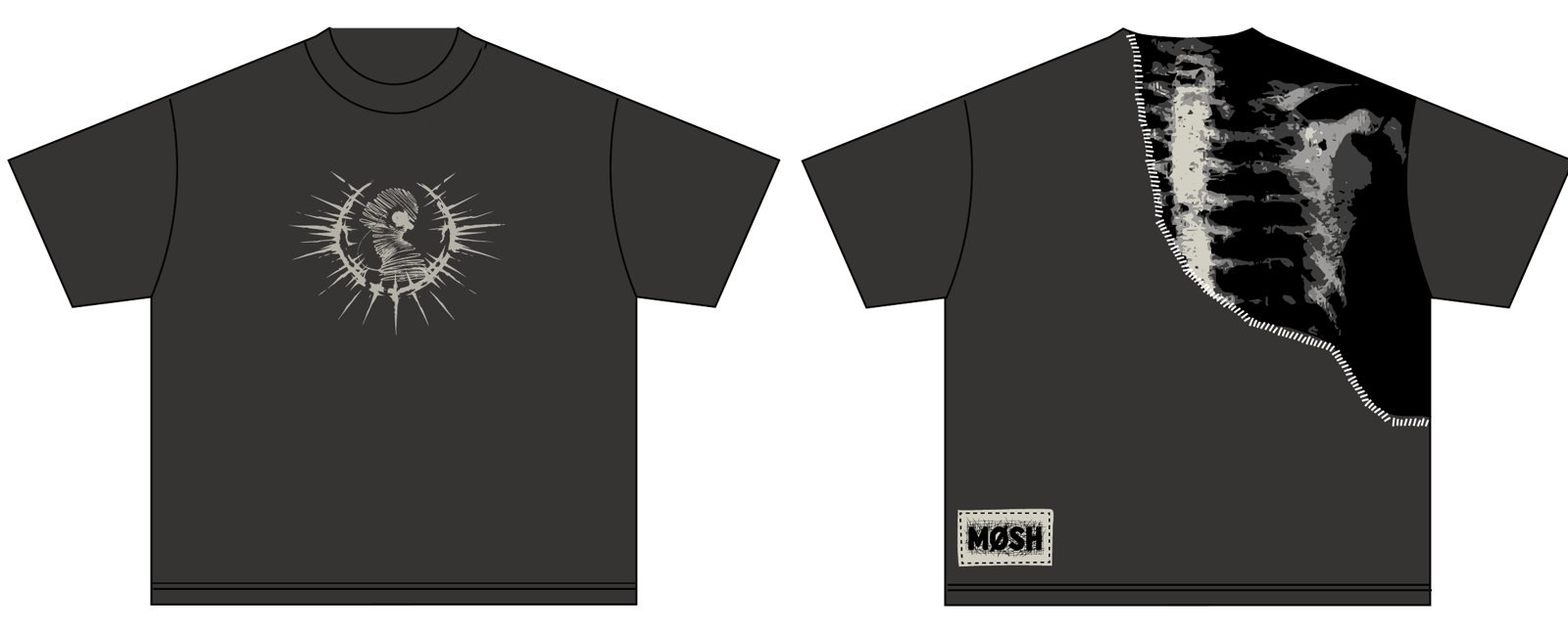 Flat sketch of the Resolved tee, front and back